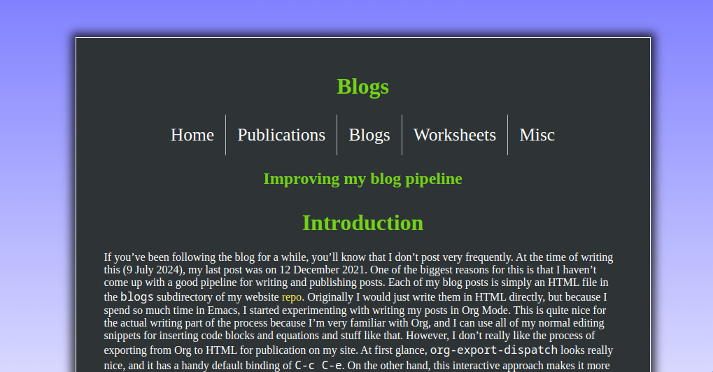 My old blog style
